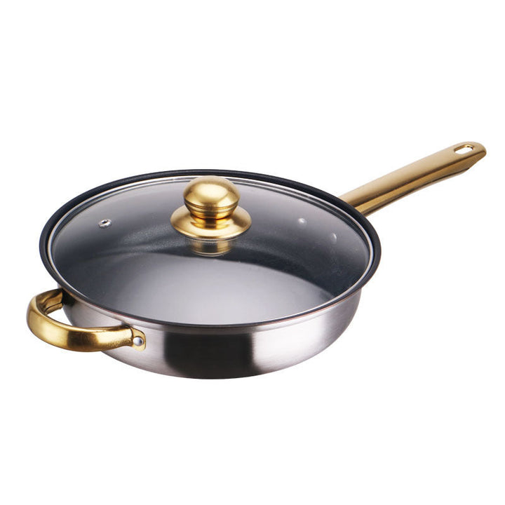 Elevate Your Outdoor Cooking with the Stainless Steel Gold Handle Pot & Pan