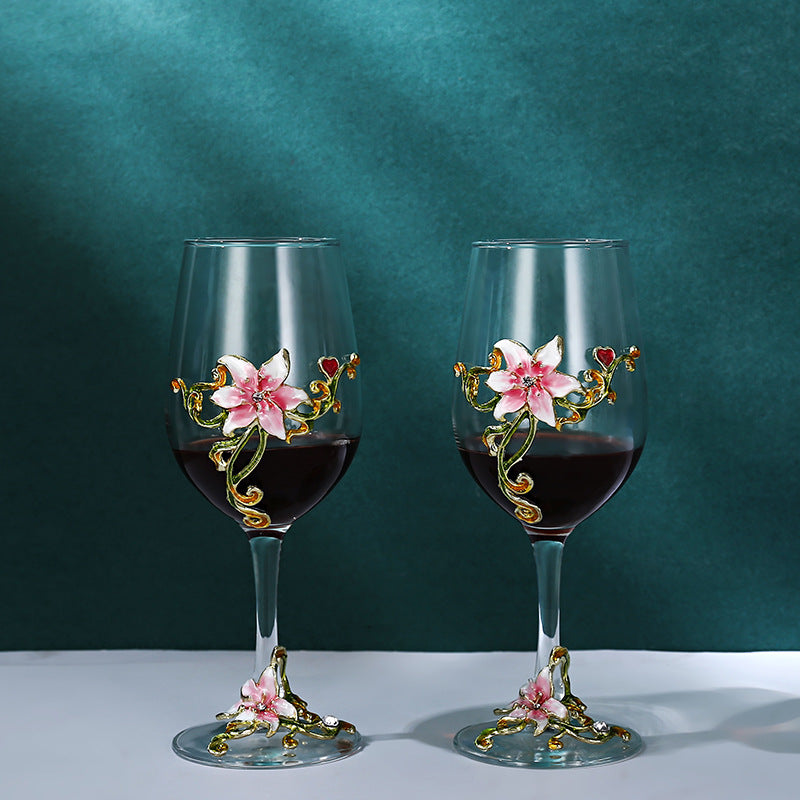 Enamel Goblet Crystal Glass Set