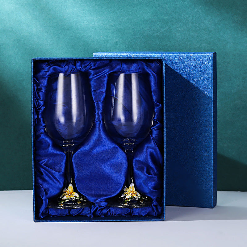Enamel Goblet Crystal Glass Set