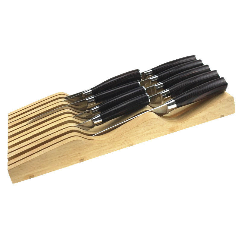 Horizontal Wooden Knife Holder Storage Rack