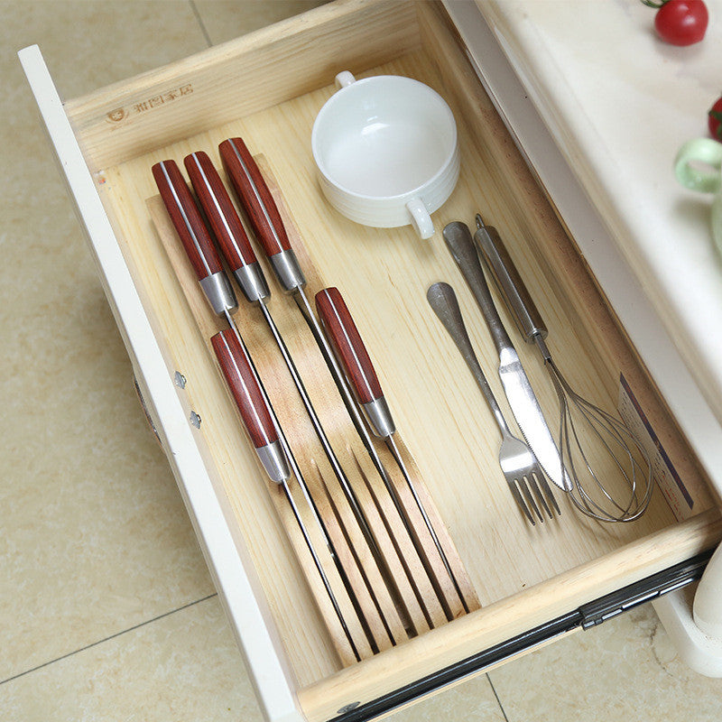 Horizontal Wooden Knife Holder Storage Rack