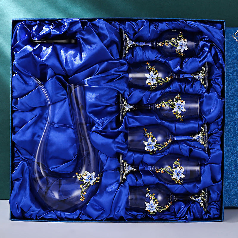 Enamel Goblet Crystal Glass Set