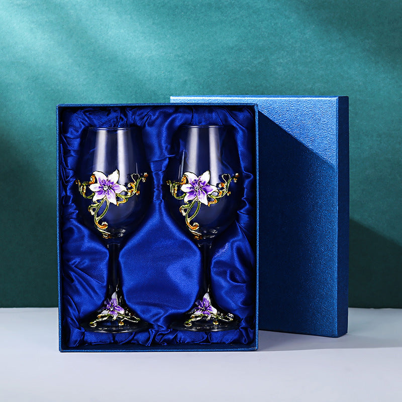 Enamel Goblet Crystal Glass Set