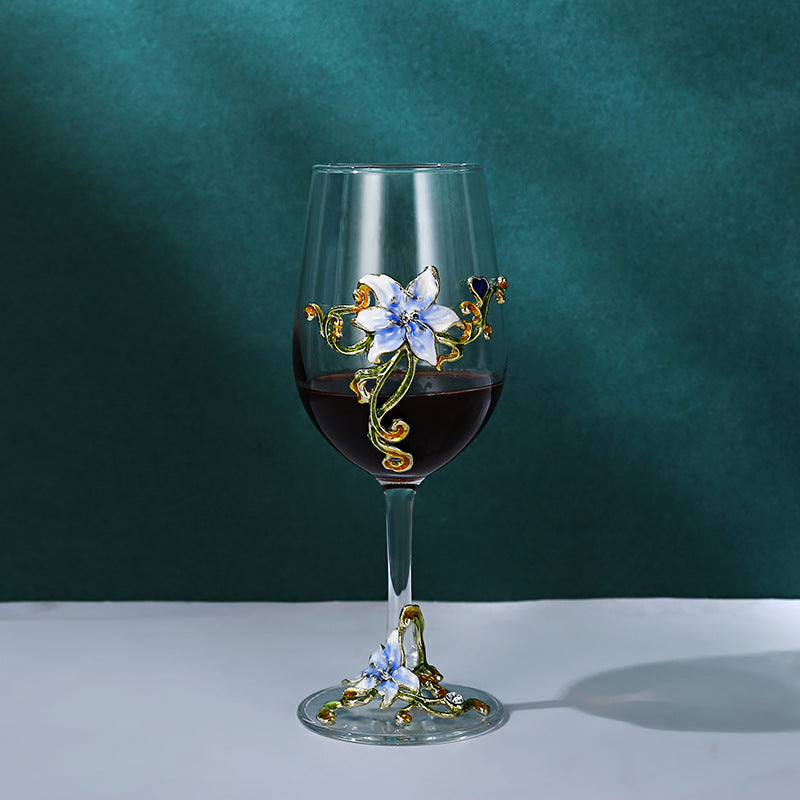 Enamel Goblet Crystal Glass Set