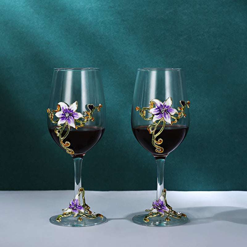 Enamel Goblet Crystal Glass Set