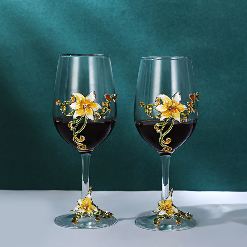Enamel Goblet Crystal Glass Set