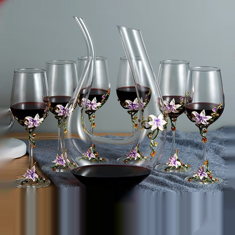 Enamel Goblet Crystal Glass Set