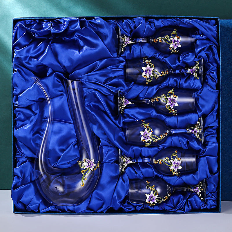 Enamel Goblet Crystal Glass Set