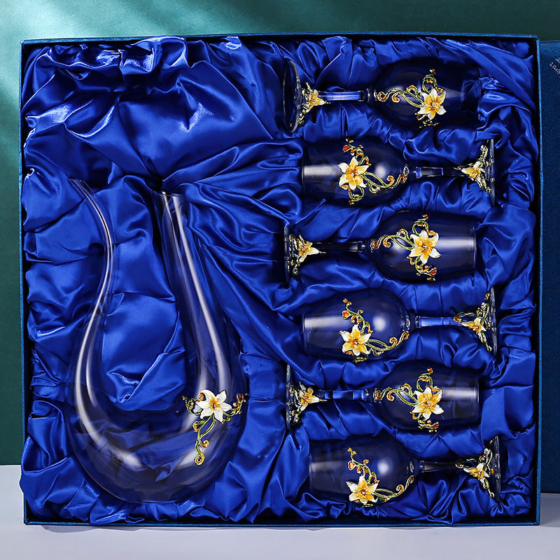 Enamel Goblet Crystal Glass Set