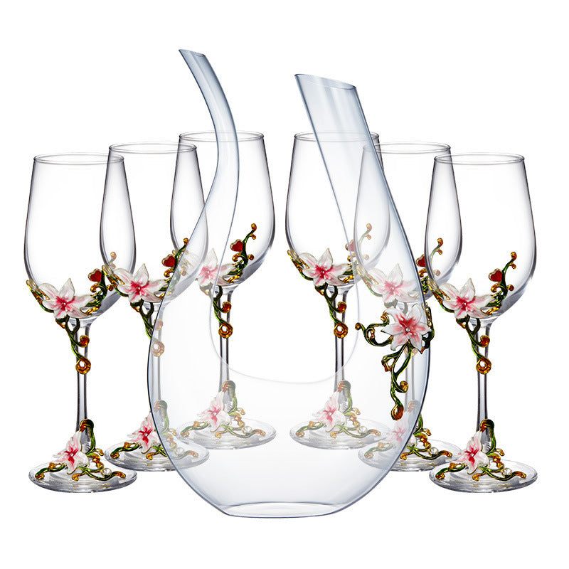 Enamel Goblet Crystal Glass Set
