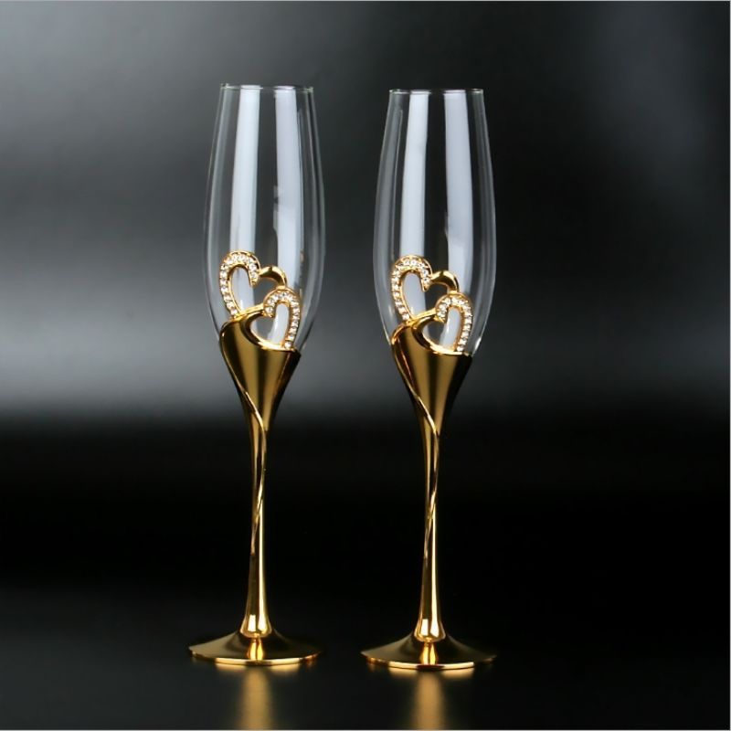 Crystal Glass Couple Pair Cup Set