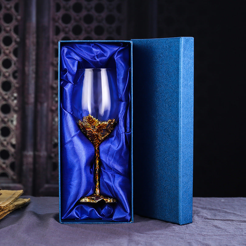 Enamel Red Decanter Set With Crystal Glass