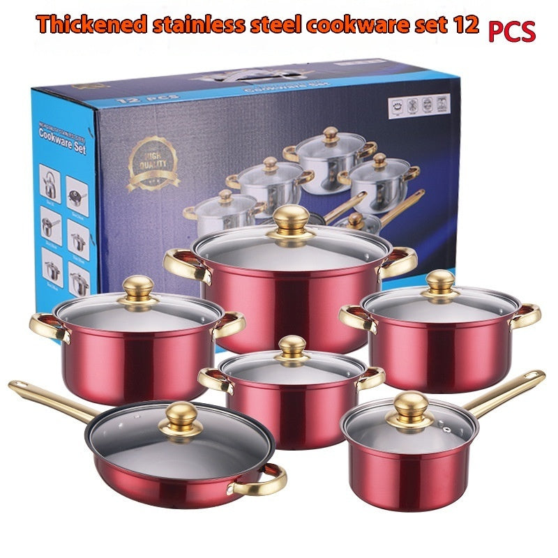 Stainless Steel Gold Handle Pot & Pan