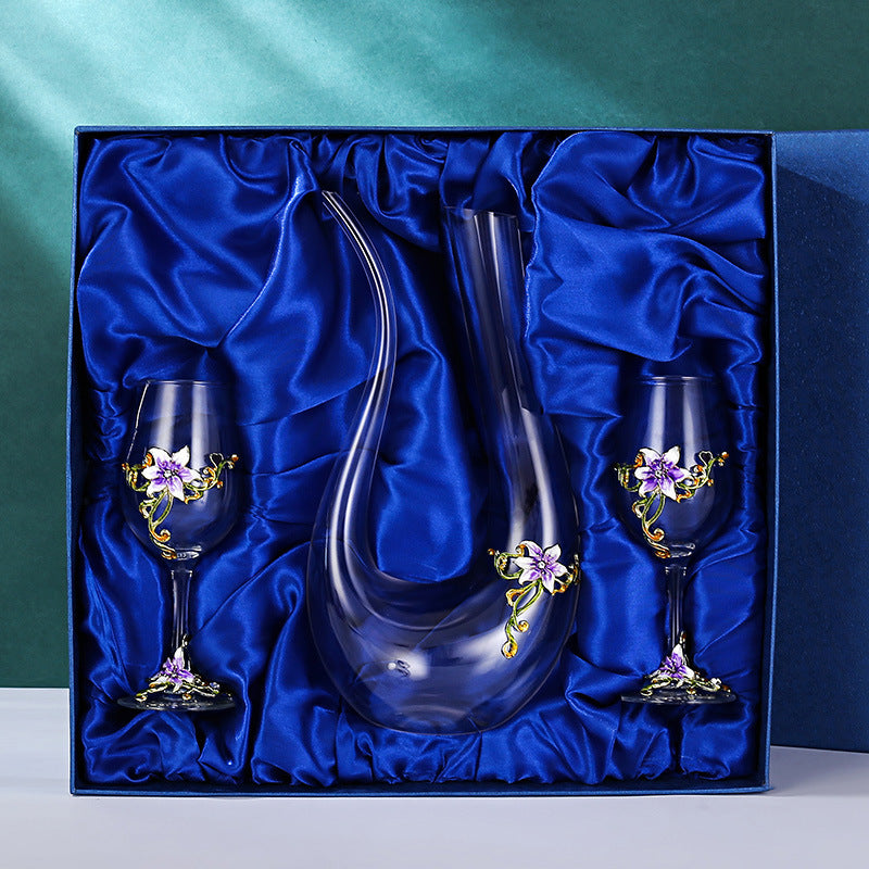 Enamel Goblet Crystal Glass Set