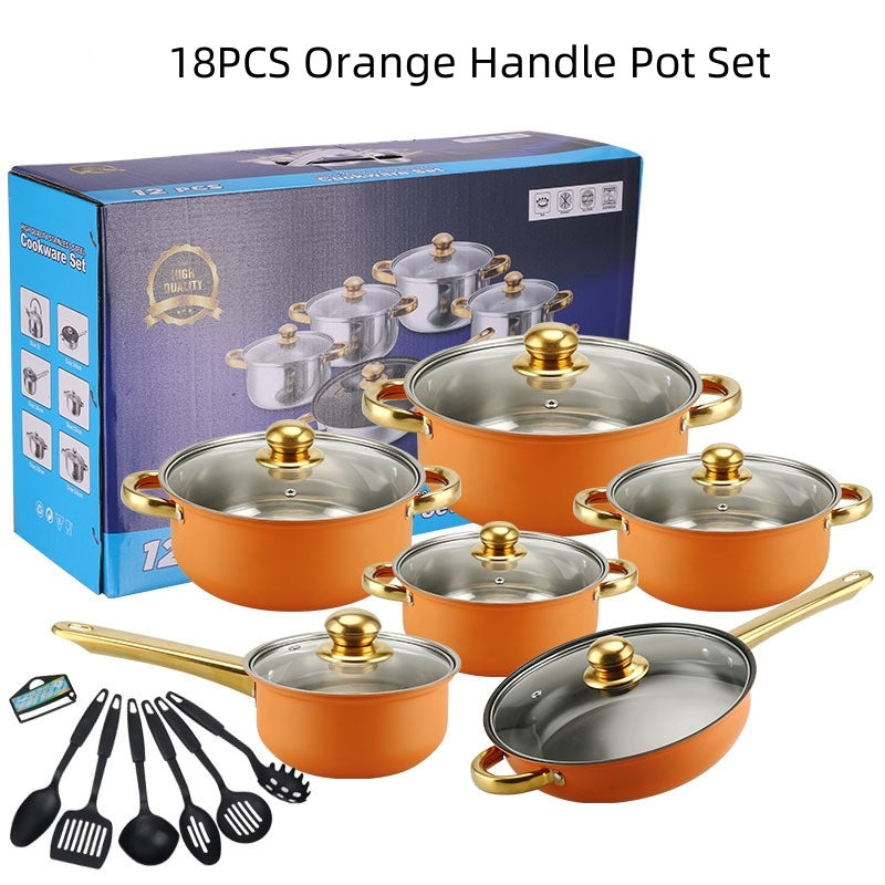 Stainless Steel Gold Handle Pot & Pan