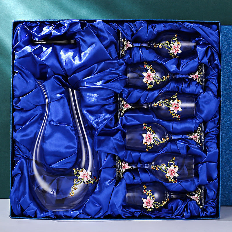 Enamel Goblet Crystal Glass Set