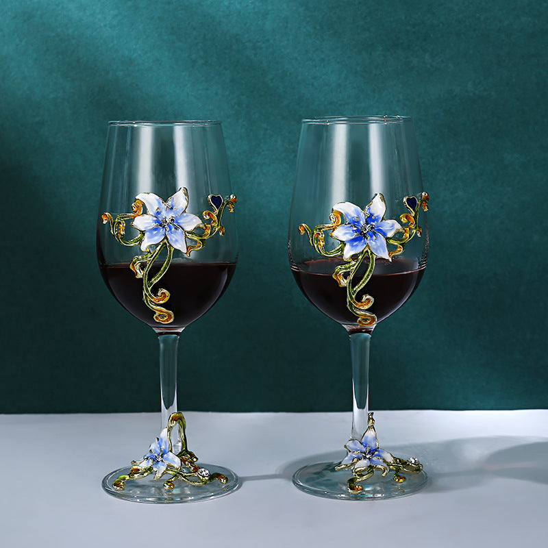 Enamel Goblet Crystal Glass Set