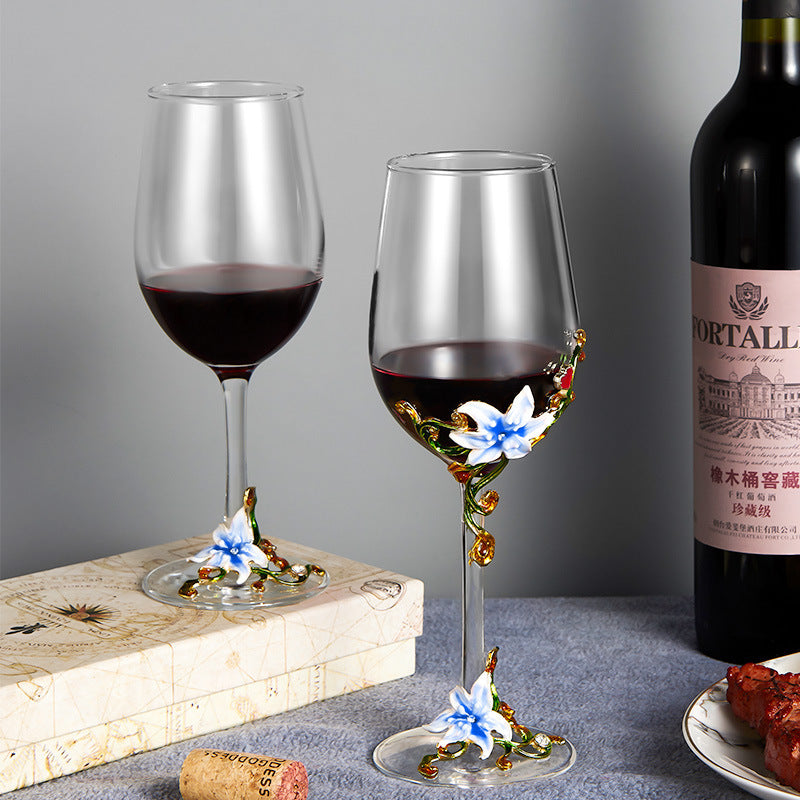 Enamel Goblet Crystal Glass Set