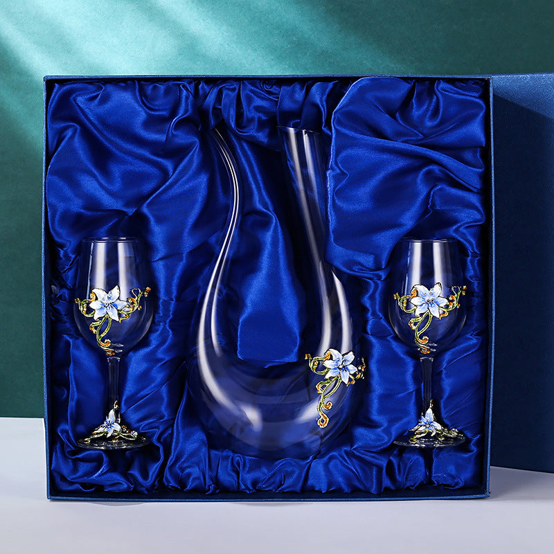 Enamel Goblet Crystal Glass Set