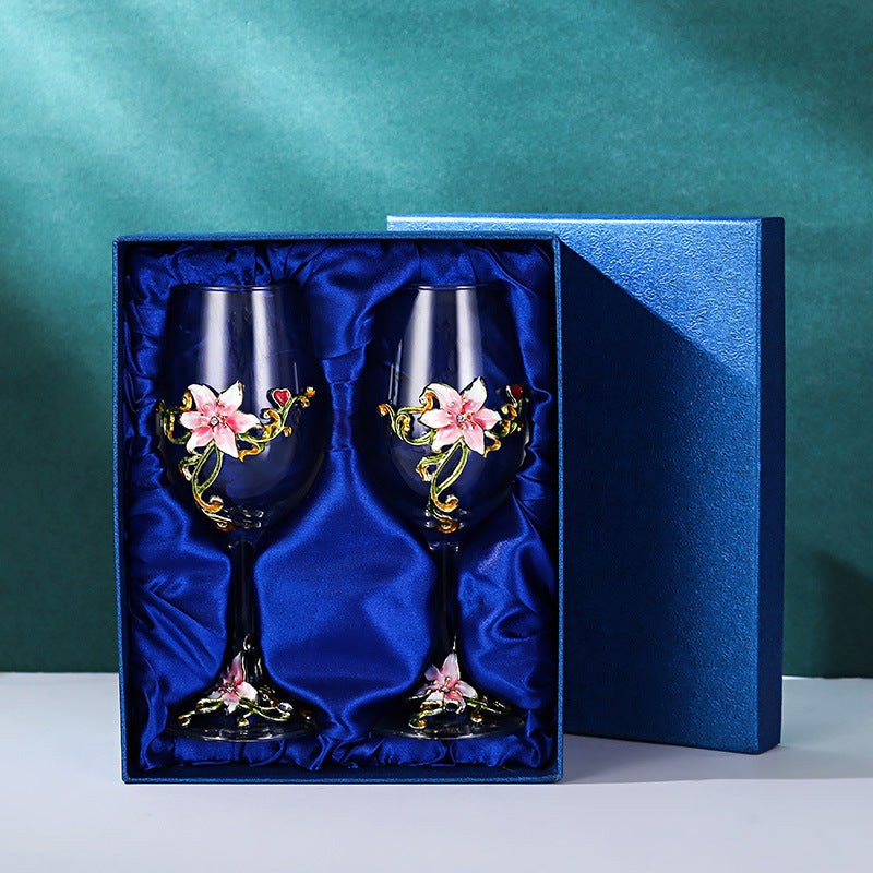 Enamel Goblet Crystal Glass Set