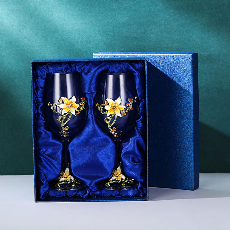 Enamel Goblet Crystal Glass Set
