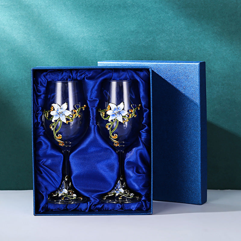 Enamel Goblet Crystal Glass Set