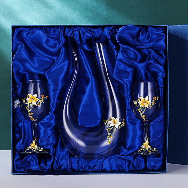 Enamel Goblet Crystal Glass Set