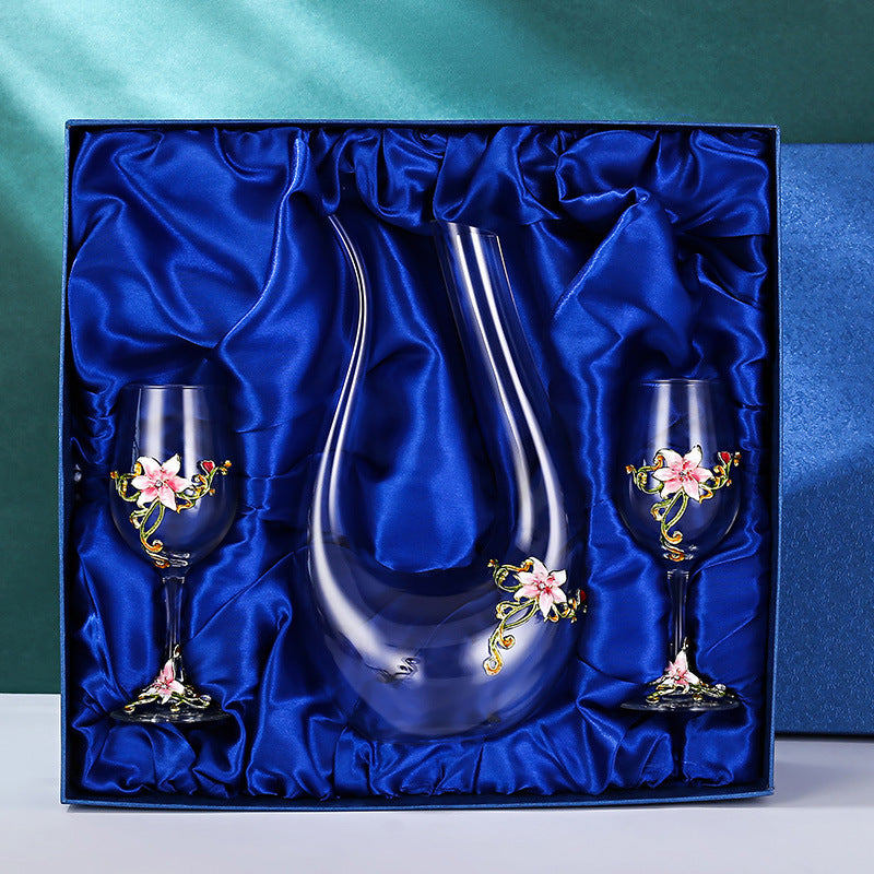 Enamel Goblet Crystal Glass Set