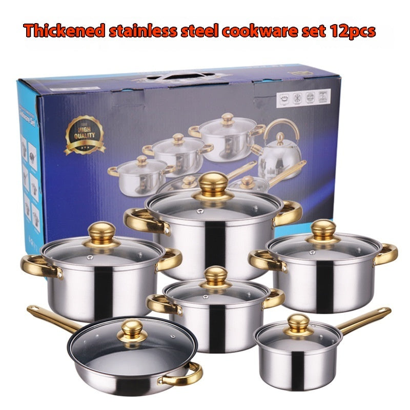 Stainless Steel Gold Handle Pot & Pan